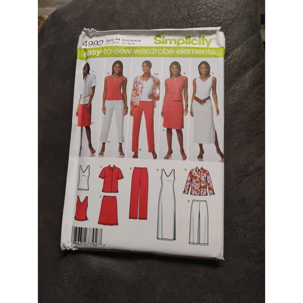 Simplicity 4992 Size 10-18 Misses Shirt,Tank Dress or Top Skirt, Pants Pattern